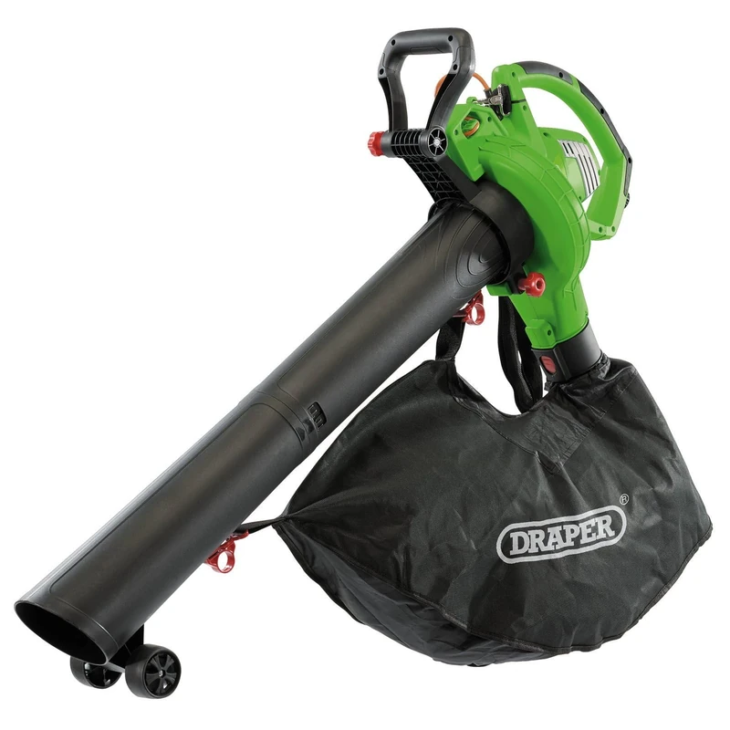 Draper 3-in-1 3200W Electric Leaf Blower 230V | 45L Collection Bag Garden Vacuum Cleaner | 15:01 Mulcher/Shredder | 260km/h Air Speed Blower | Variable Speed Gardening Tool | 10m Cable | 93165