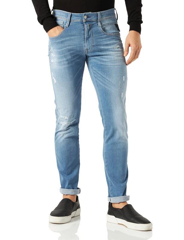Replay Men's Anbass Hyperflex Re-Used Xlite Jeans, 010 Light Blue, 31W / 36L