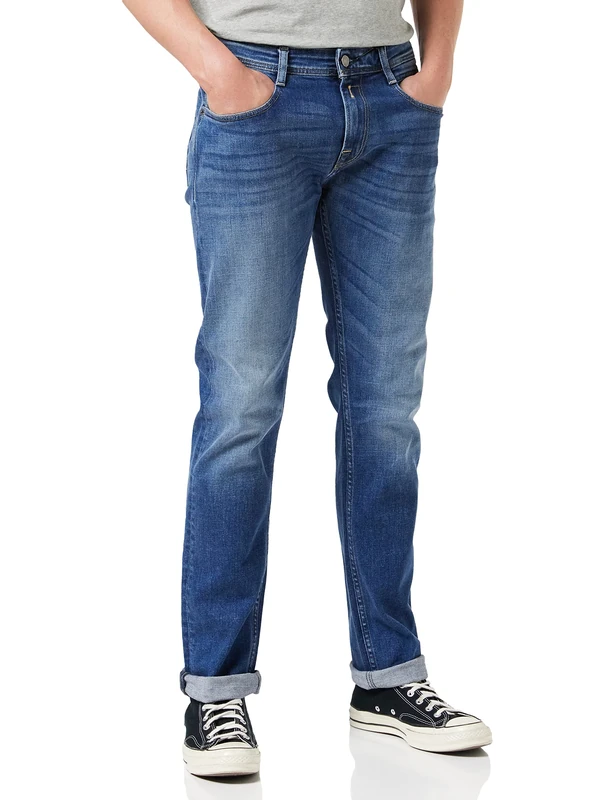 REPLAY Men's Rocco Pants, 0095 Medium Blue, 28W / 34L