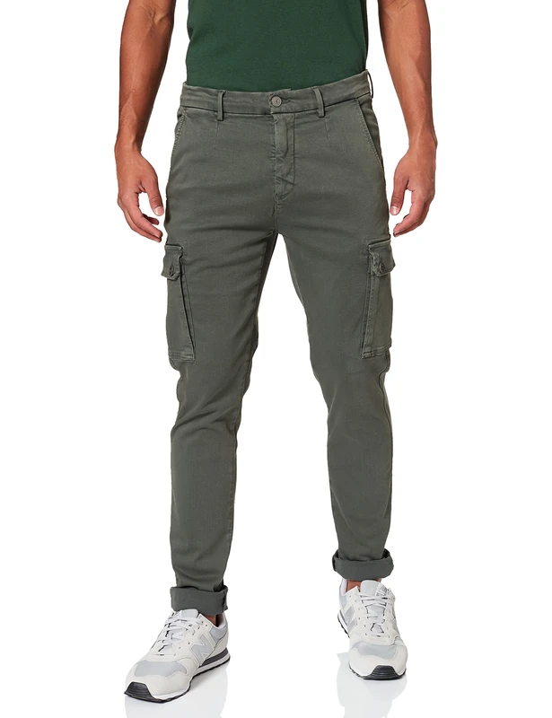 Replay Men's Cargo Pants Jaan Slim-Fit Hyperflex Hypercargo Color with Stretch, Green (Military Green 030), 28W / 30L - Image 1
