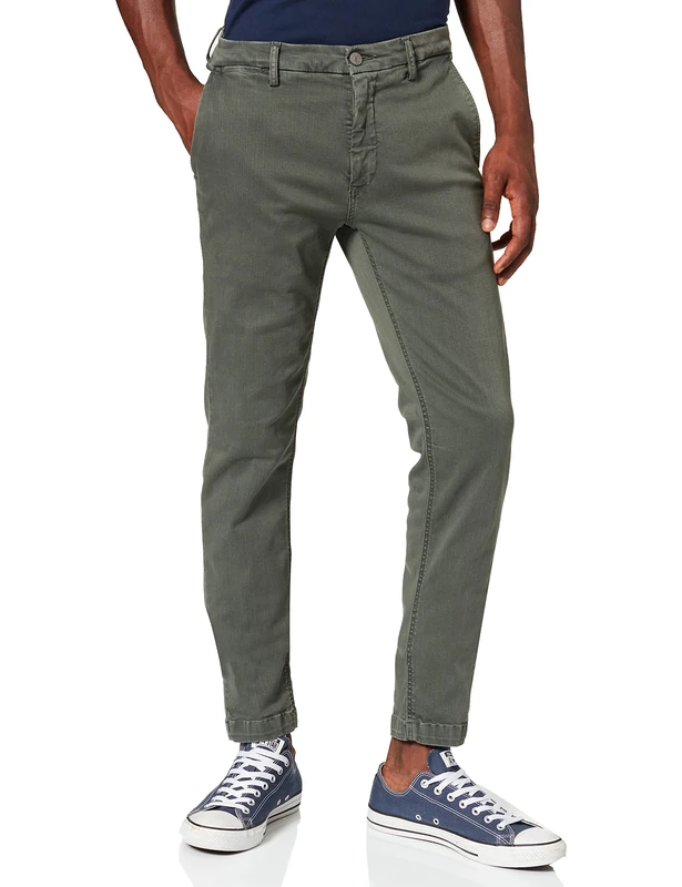 Replay Men's Zeumar Slim-Fit Hyperflex Hyperchino Color X-Lite Jeans with Stretch, Green (Military Green 030), 28W / 34L