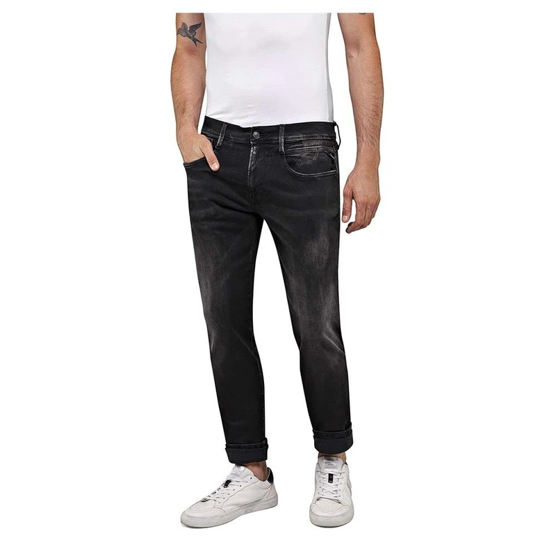 REPLAY Men's Anbass Bio Cotton Jeans, 098 Black, 28W / 34L