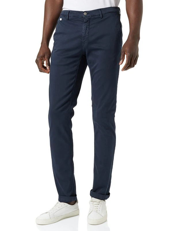 Replay Men's Chino Trousers Benni Regular-Fit Hyperflex with Stretch, Blue (Blue 010), 33W / 30L