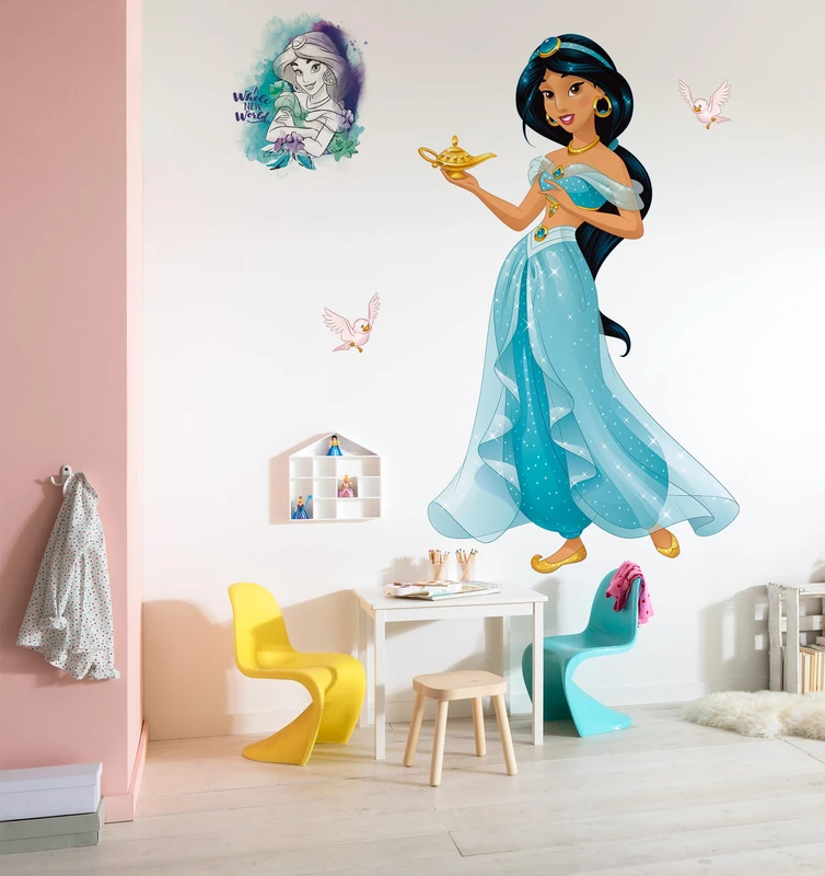 Komar Disney self-Adhesive and Contour-Cut Fleece Photo Wallpaper Jasmine XXL - Size: 127 x 200 cm - Wall Sticker, Children's Room, lifesize, Girl's Room