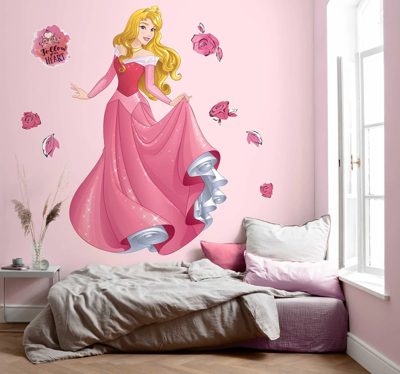 Komar Disney Self-Adhesive and Contour-Cut Non-Woven Photo Wallpaper - Aurora XXL - Size: 127 x 200 cm - Wall Sticker for Children's Room - Princess Girl - Life Size - Image 1