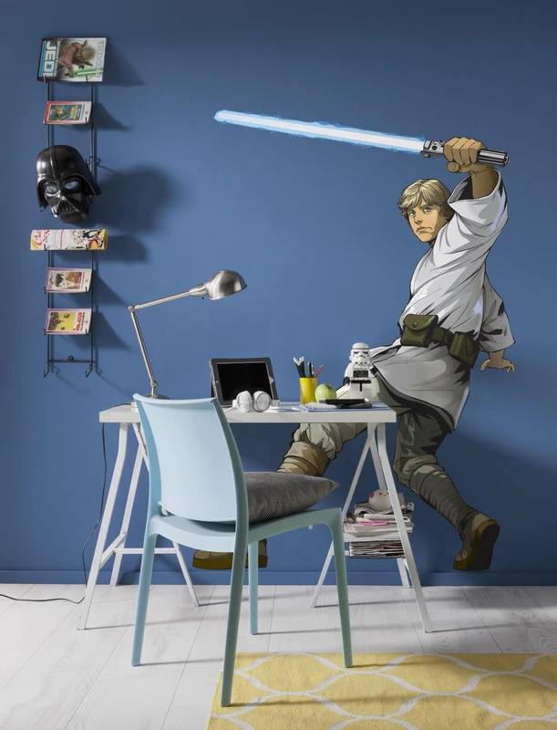 Komar Star Wars Self-Adhesive and Contour Cut Fleece Photo Wallpaper Star Wars XXL Luke Skywalker – Size: 127 x 200 cm – Wall Sticker, Children's Room – Life Size - Image 1