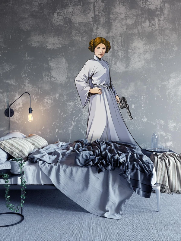 Komar Star Wars Self-Adhesive and Contour Cut Fleece Photo Wallpaper Star Wars XXL Princess Leia - Size: 127 x 170 cm - Wall Sticker, Children's Room, Life Size, Princess - Image 1