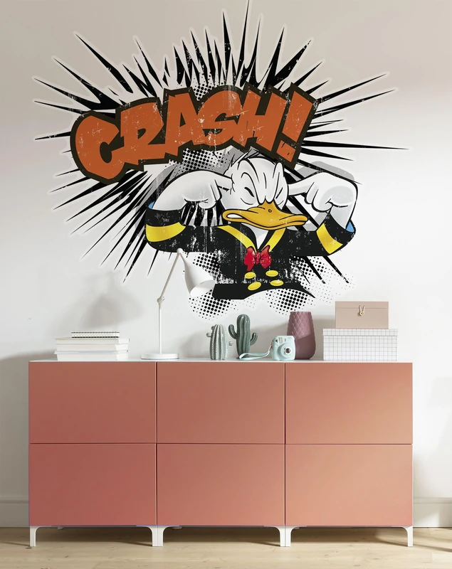 Komar Disney self-Adhesive and Contour-Cut Fleece Photo Wallpaper Donald Crash XXL - Size: 127 x 160 cm - Wall Sticker, Children's Room, Life-Size - Image 1
