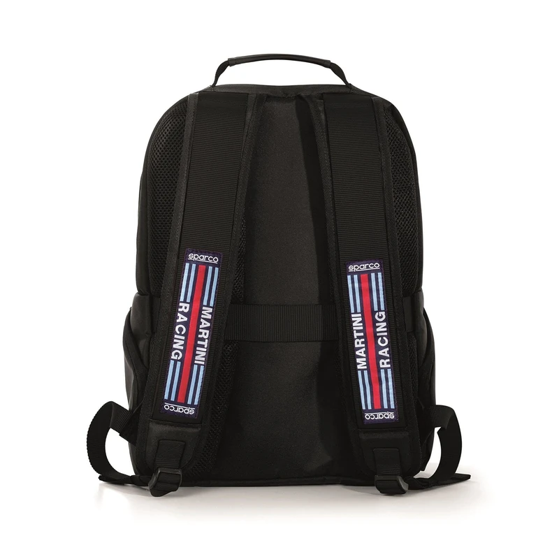 Sparco Martini-R Black/Black Stage Backpack, Black/White, 42/50 EU
