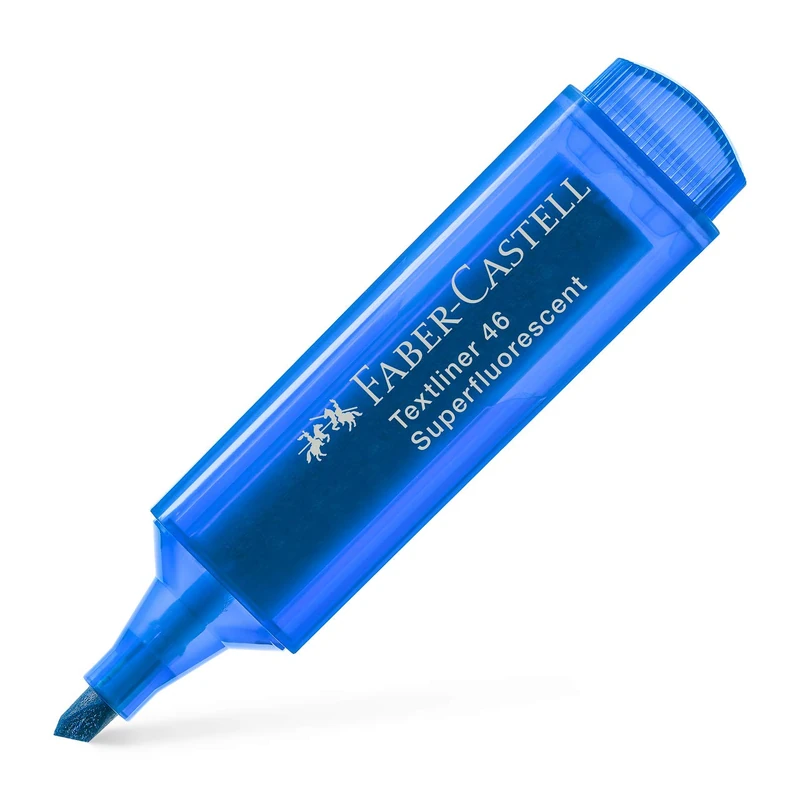 Faber-Castell Textliner 46 Superfluorescent Blue Highlighter Pen - Box of 50