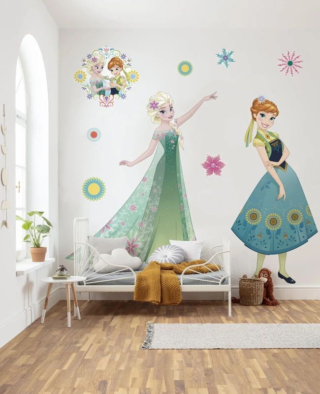Komar Disney Self-Adhesive and Contour-Cut Fleece Photo Wallpaper Frozen Springtime XXL Size: 127 x 200 cm Wall Sticker for Children's Room, Colourful, Size: 127 x 200 cm