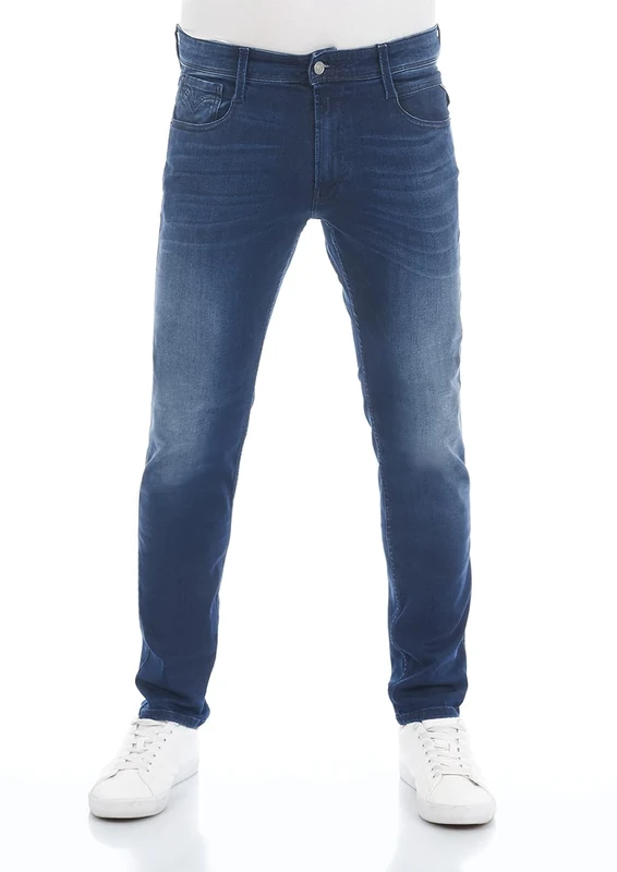 REPLAY Herren Jeans Anbass Slim-Fit mit Power Stretch, Blau (Dark Blue 007), 27W / 30L