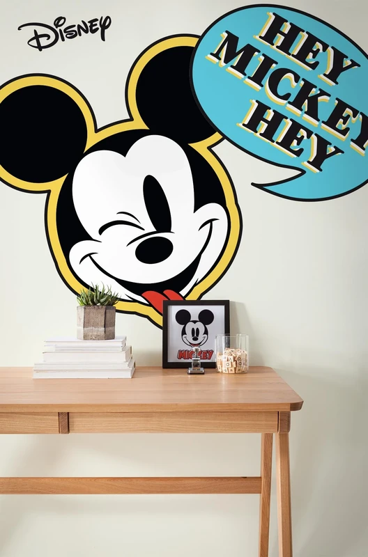 Komar Disney self-Adhesive and Contour-Cut Fleece Photo Wallpaper Mickey Hey XXL - Size: 127 x 200 cm - Wall Sticker, Children's Room, Design, Modern