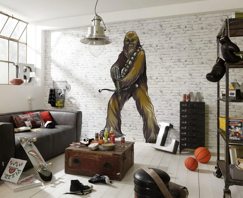 Komar Star Wars Self-Adhesive and Contour Cut Fleece Photo Wallpaper Star Wars XXL Chewbacca - Size: 127 x 200 cm - Wall Sticker, Children's Room, Life Size - Image 1