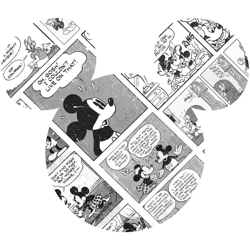 Komar Disney Self-Adhesive and Contour Cut Fleece Photo Wallpaper Mickey Head Comic Cartoon - Size: 127 x 127 cm - Wall Sticker, Children's Room Decoration, Design