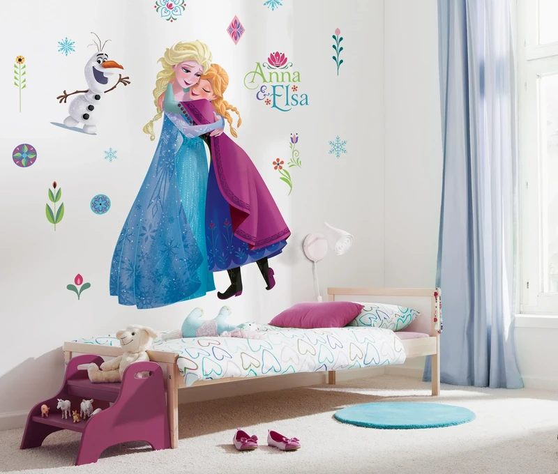 Komar Disney Self-Adhesive and Contour-Cut Fleece Photo Wallpaper Frozen Nordix Summer XXL Size: 127 x 200 cm Wall Sticker for Children's Room Girls Room Size: 127 x 200 cm 1 Piece