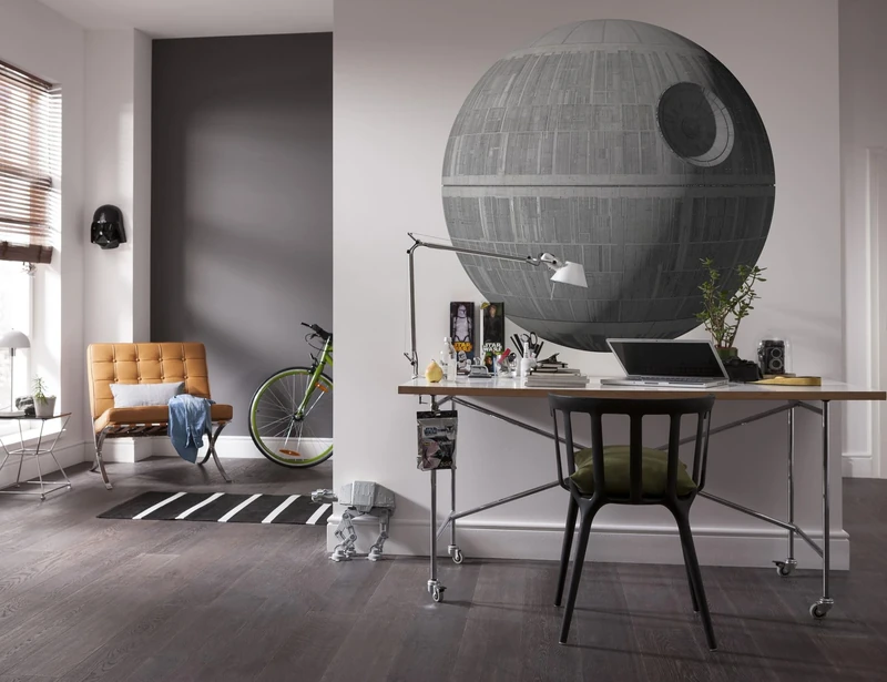 Komar Star Wars Self-Adhesive and Contour-Cut Non-Woven Photo Wallpaper Star Wars XXL Death Star - Size: 127 x 127 cm - Wall Sticker for Children's Room