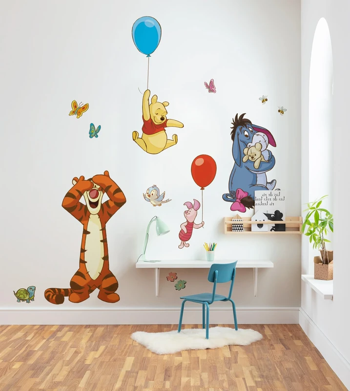 Komar Disney self-Adhesive and Contour-Cut Fleece Photo Wallpaper Winnie and Friends XXL - Size: 127 x 200 cm - Wall Sticker, Children's Room, Baby Room, Life-Size