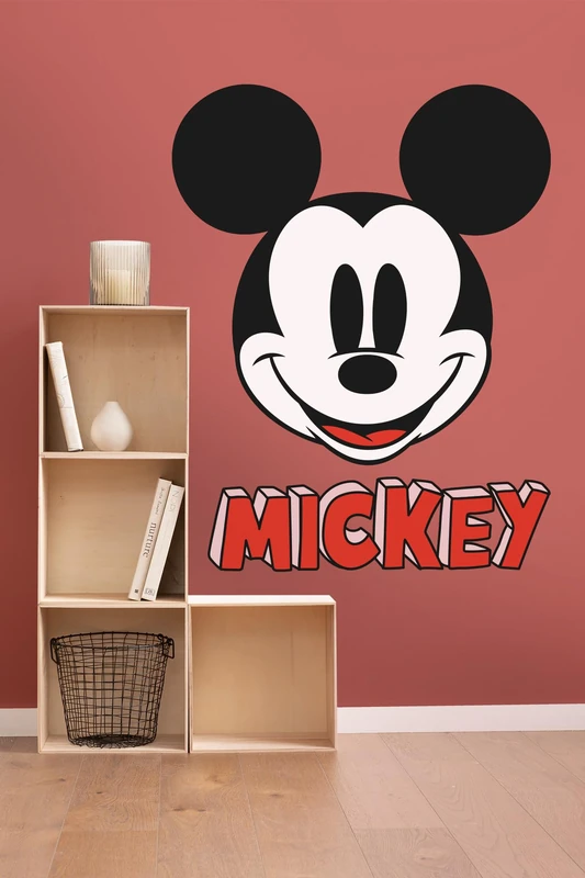 Komar Disney self-Adhesive and Contour-Cut Fleece Photo Wallpaper Mickey Smile XXL - Size: 127 x 200 cm - Wall Sticker, Children's Room - Image 1