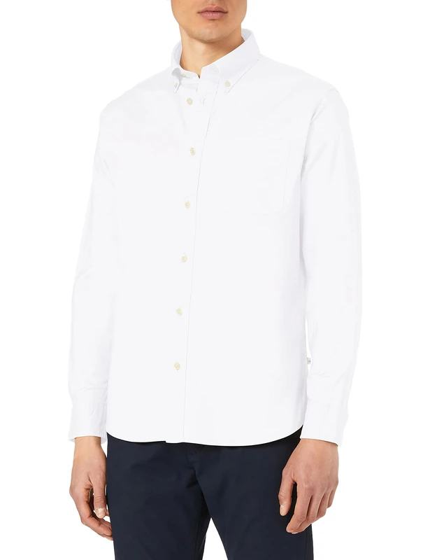 SELECTED HOMME Mens Slhregrick-ox Flex Ls Noos Shirt, White, L UK