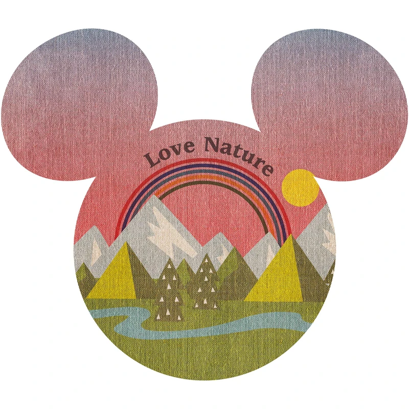 Komar Disney self-Adhesive and Contour-Cut Fleece Photo Wallpaper Mickey Head Summer Hike - Size: 127 x 127 cm - Wall Sticker, Children's Room, Teenager's Room, Wall Decoration