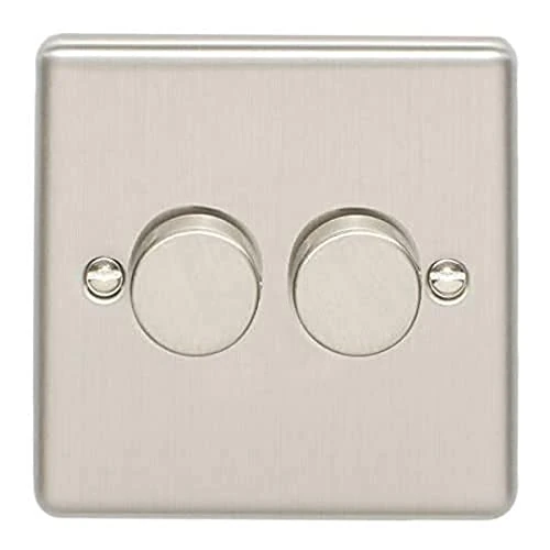 Enhance Decorative 2 Gang Dimmer Satin Stainless Finish