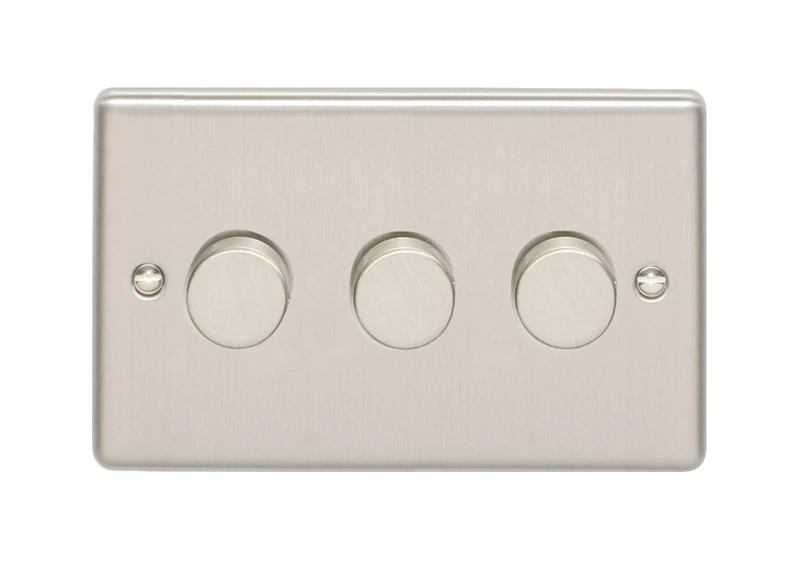 Enhance Decorative 3 Gang Dimmer Satin Stainless Finish