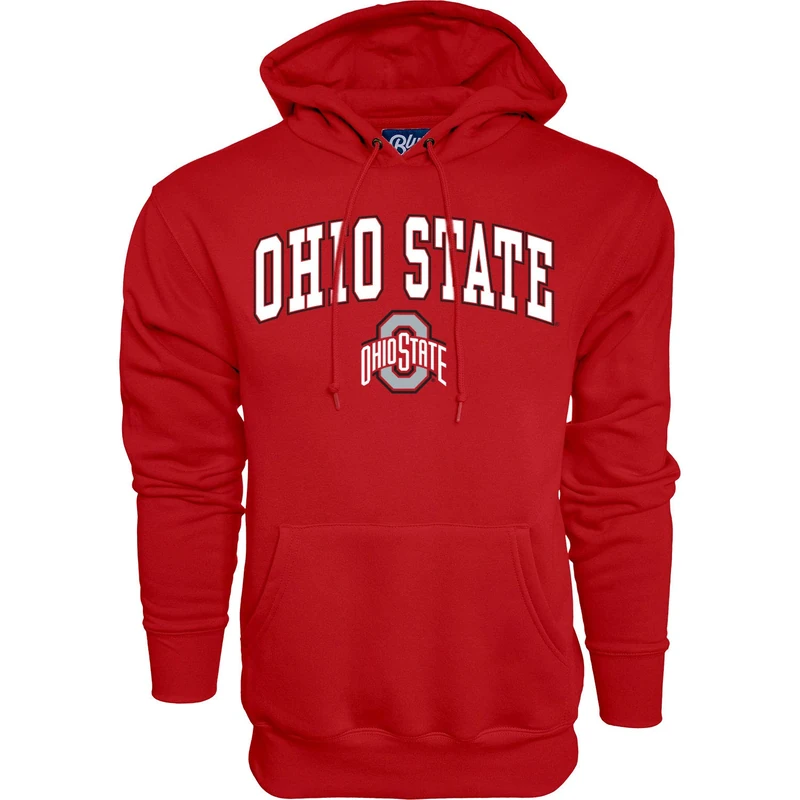 Blue 84 NCAA Ohio State Buckeyes Mens Hoodie Team Color Arching Over, Ohio State Buckeyes Red, Large