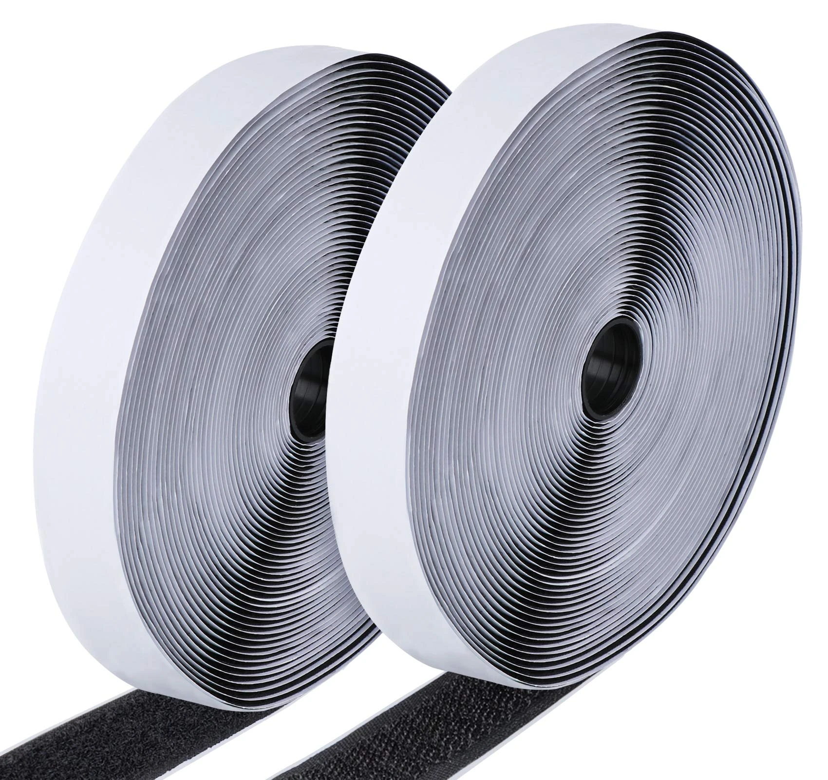 Ilauke 15M Hook and Loop Tape, Self Adhesive Heavy Duty Reusable Double Sided Sticky Back Fastening Tape, Black