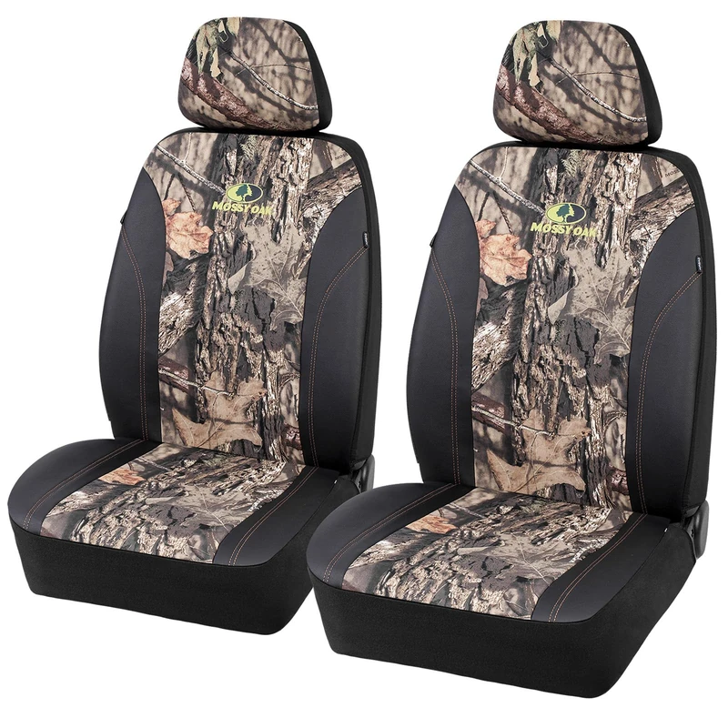 Mossy Oak Front Camo Seat Covers Low Back - Made with Premium PVC & Canvas Fabric, Airbag Compatible, Universial Fit Most Bucket Seats - Official Licensed Product