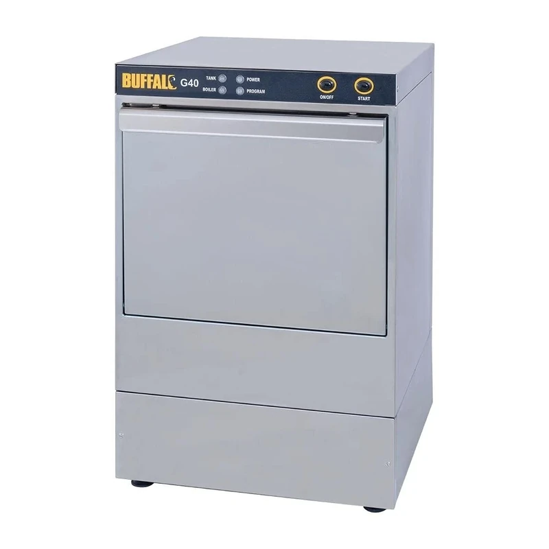 Buffalo 2.6kW Commercial Bar Kitchen Undercounter Glasswasher Machine with Drain Pump | 2 x 400x400mm Baskets | Up to 25 rack/hr | DW467