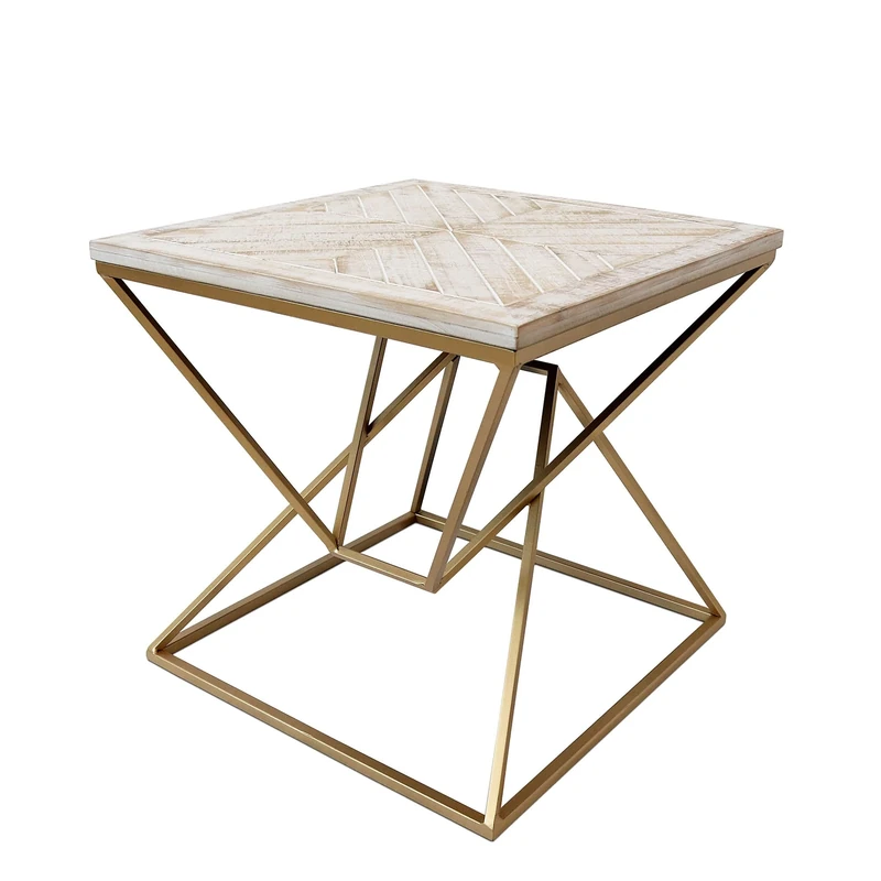 ADM Side Pyramides Easy Fashion Gold Side Table - 44cm Iron Base