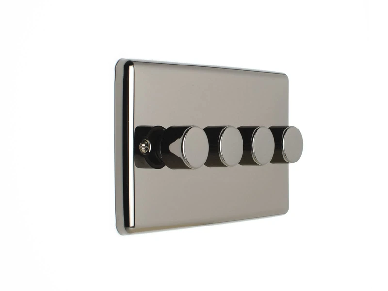 EUROLITE Enhance Black Nickel 4 Gang 2 Way LED DIMMER Light Switch EN4LED BNB