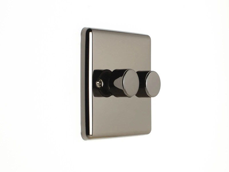 2 Gang 400W/LED 2Way Dimmer Switch Black Nickel Enhance Range
