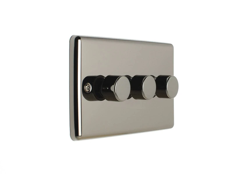 EUROLITE Enhance Black Nickel 3 Gang Triple 2 Way LED DIMMER Light Switch EN3LED BNB