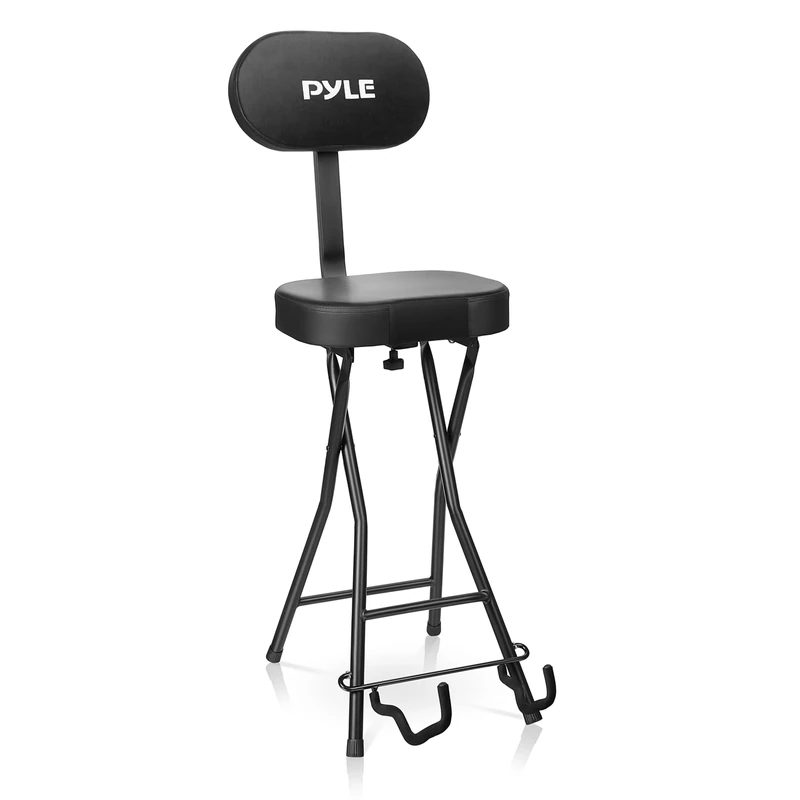 Pyle PYG60 Guitar Chair - Padded Seat, Backrest, Foldable Stand, 300lb