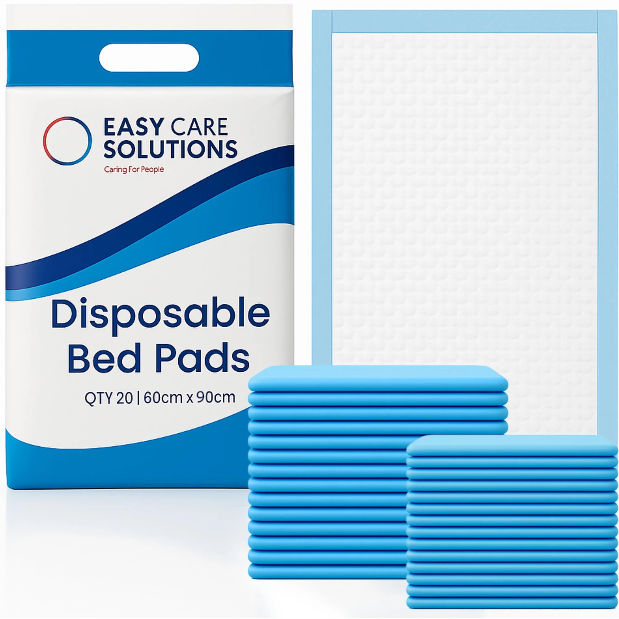 20 x Easy Care Solutions 60 x 90 cm | Disposable Incontinence Bed Pads, Underpads, Bed Mats, Mattress Protectors, Incontinence Pads, Waterproof Bed Sheets for Babies, Children & Adults | 1 Pack of 20