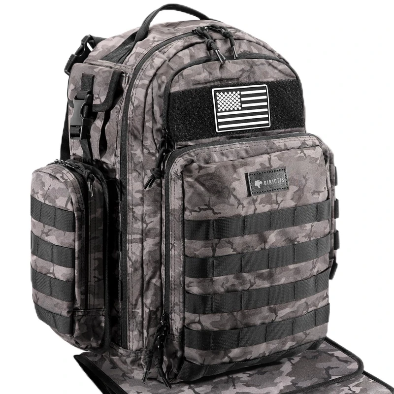 Dinictis Dad Diaper Bag, Mens Diaper Bag Backpack with Diaper Changing Mat, Military Diaper Backpack, Dark Grey, Daypack Backpacks