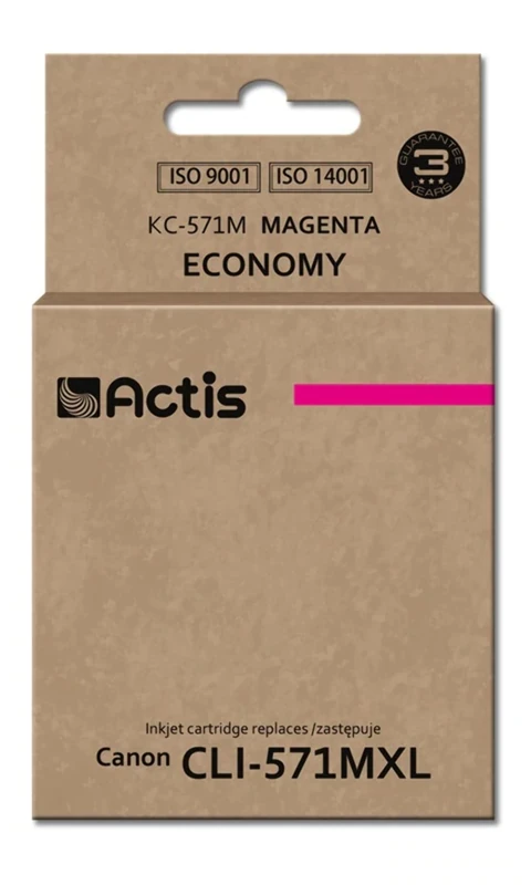 Actis KC-571M magenta ink cartridge for Canon printer (Canon CLI-571M replacement) standard