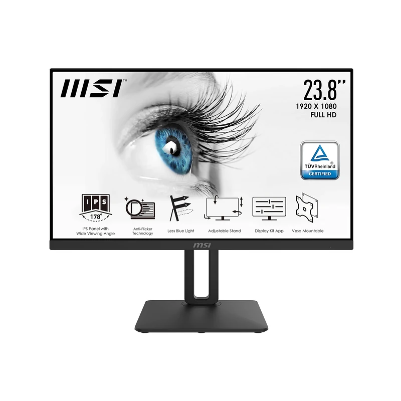 MSI PRO MP242P Full HD 23.8 Inch Eye Care Monitor - 1080P, IPS Panel, HDMI/VGA ports, VESA Mountable