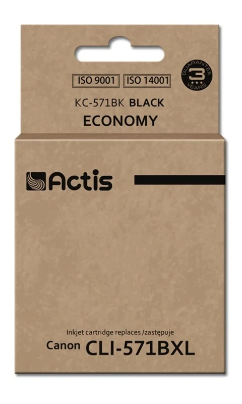 Actis KC-571Bk black ink cartridge for Canon printer (Canon CLI-571Y replacement) standard - Image 1
