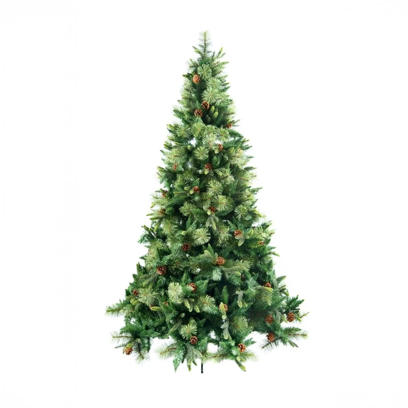 SHATCHI 6Ft/1.8m Californian Boulder Bushy Look Luxurious Forest Green Artificial Christmas Tree Pine Cones Hinged Branches Xmas Home Showroom Centerpiece Decorations, Polyvinyl Chloride