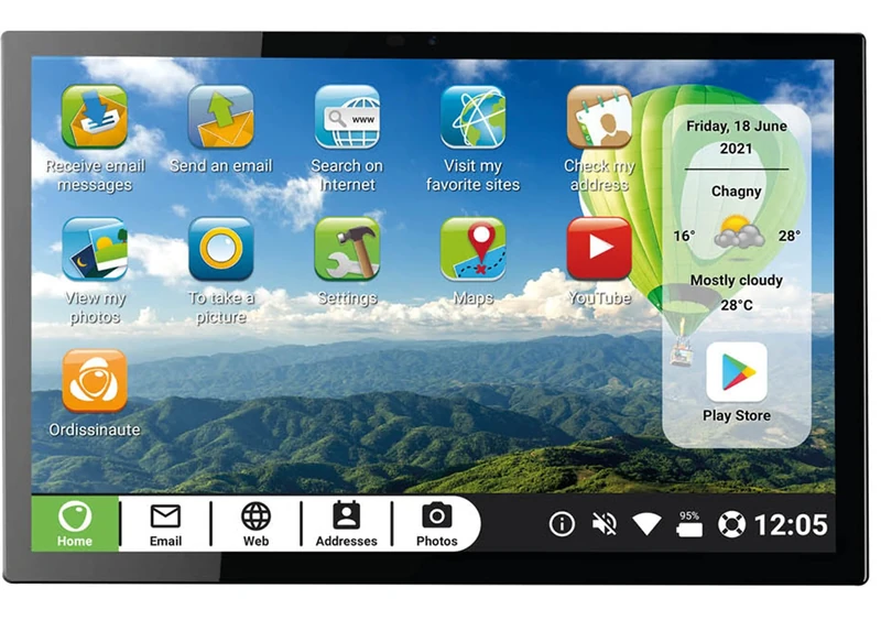 Ordissimo - Celia Tablet for Seniors - Easy to Use - Intuitive Interface - 10 Inches Touchscreen with Large Display - 4G SIM Card Option - 2 Cameras - USB Port - Phone and Video Calls - Silver - Image 1