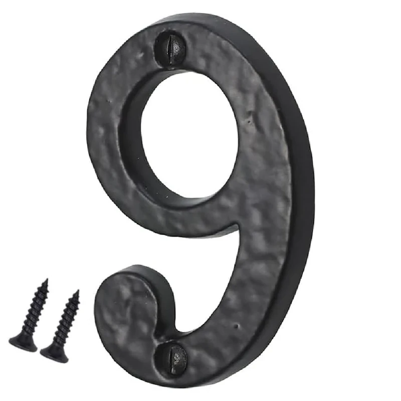 SISI UK® Black Cast Iron Numbers Front House Door Numbers with Antique Finish 3'' with Screws (Number 9)