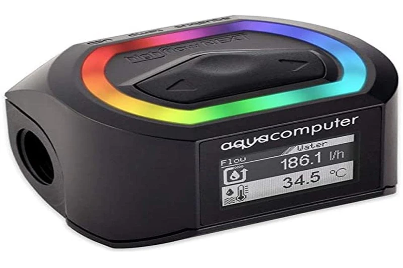 Aquacomputer 53293 Flow sensor high flow NEXT, OLED, 2x G1 / 4, RGBpx - black