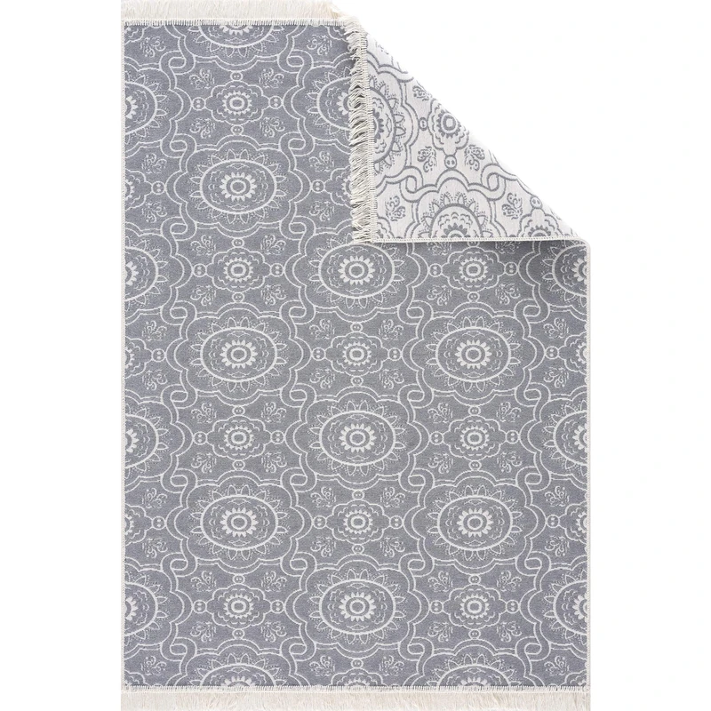 Jimri Fashion4Home Rug Runner - Rug for Living Room, Bedroom, Kitchen, Children's Room, Bathroom - Boho Kilim Rugs - Runner Hallway Rug Light Grey/Cream, Size: 120 x 176 cm