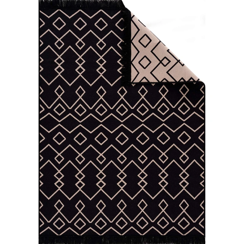 Jimri Fashion4Home Rug Runner - Rug for Living Room, Bedroom, Kitchen, Children's Room, Bathroom - Boho Kilim Rugs - Runner Hallway Rug Black-Beige Size: 120 x 170 cm