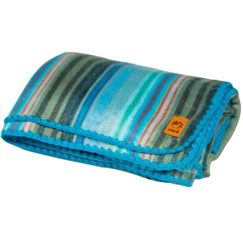 ALPAKITAS Alpaca Wool Blanket - Queen Size Bed Throw & Warm, Lightweight, Couch or Camp - Outdoor - 87 x 64 Inches (Light Turquoise)