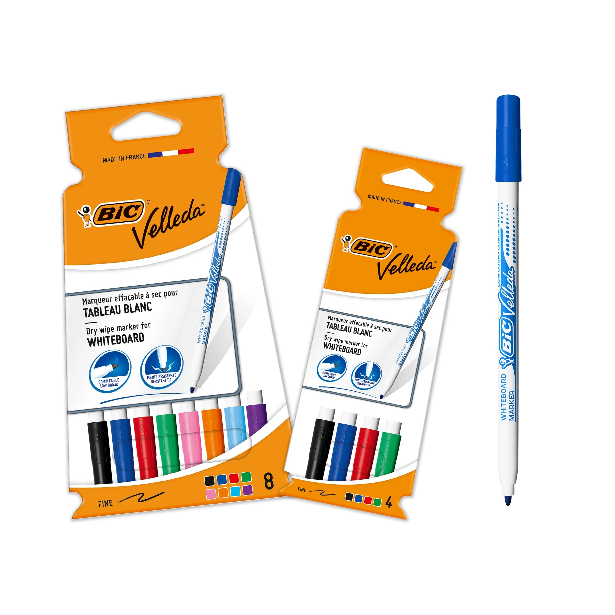 BIC Velleda Bundle Markers, Perfect For Office Or Classroom With Good Erasability, Assorted Colours,Pack Of 12 [Amazon Exclusive],black