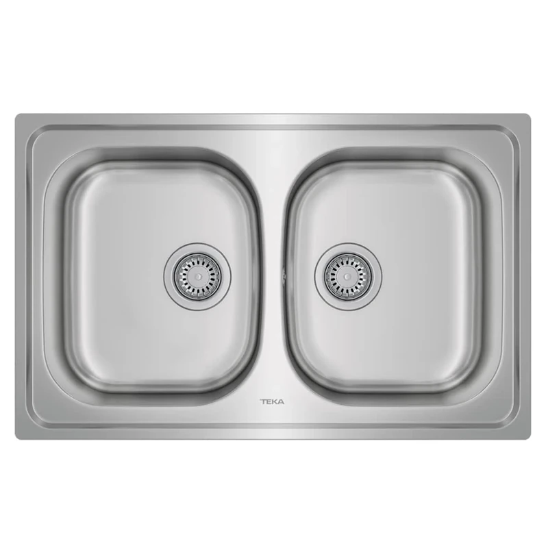 TEKA | Reversible Universe Built-in Sink | 2 Bowls | Stainless Steel | 50 x 79 x 17 cm